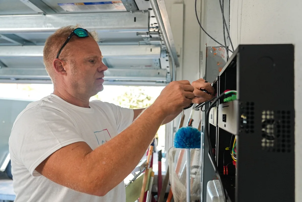 Installer setting up the JellyFish controller