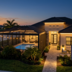 Horizontal 16:9 featured blog header image for an article titled "Wellen Park Home Trends: Why Permanent Lighting is a New Build Essential". Modern, professional, editorial photography style. No text overlays. Clean composition suitable for a home services blog header.